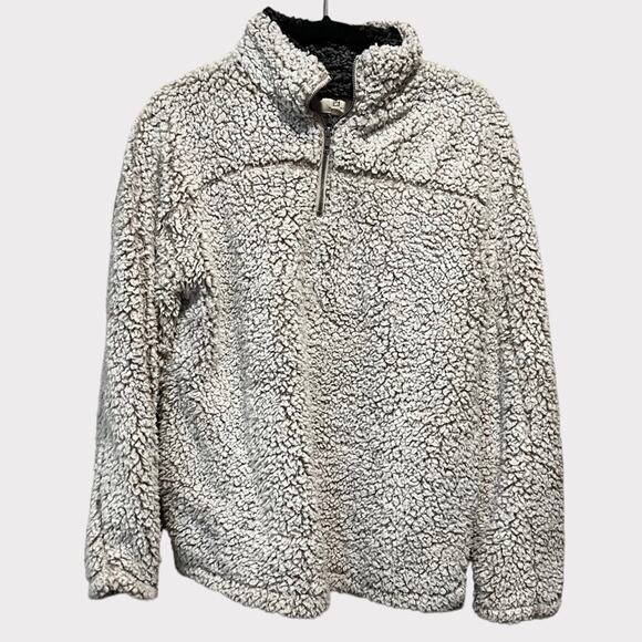Thread & Supply 1/4 zip mock neck pullover Fuzzy Sherpa Sweatshirt L - Picture 1 of 8